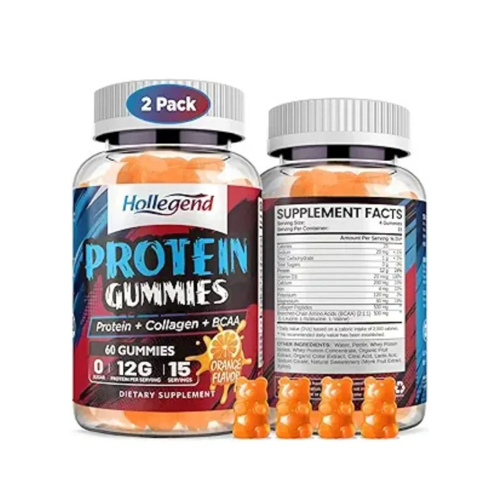 Whey Protein Gummies 12g Protein with Collagen BCAA Orange 120 Chews