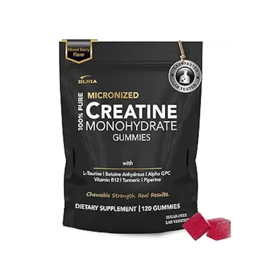 Creatine Monohydrate Gummies Sugar-Free Vegan with B12 & Taurine