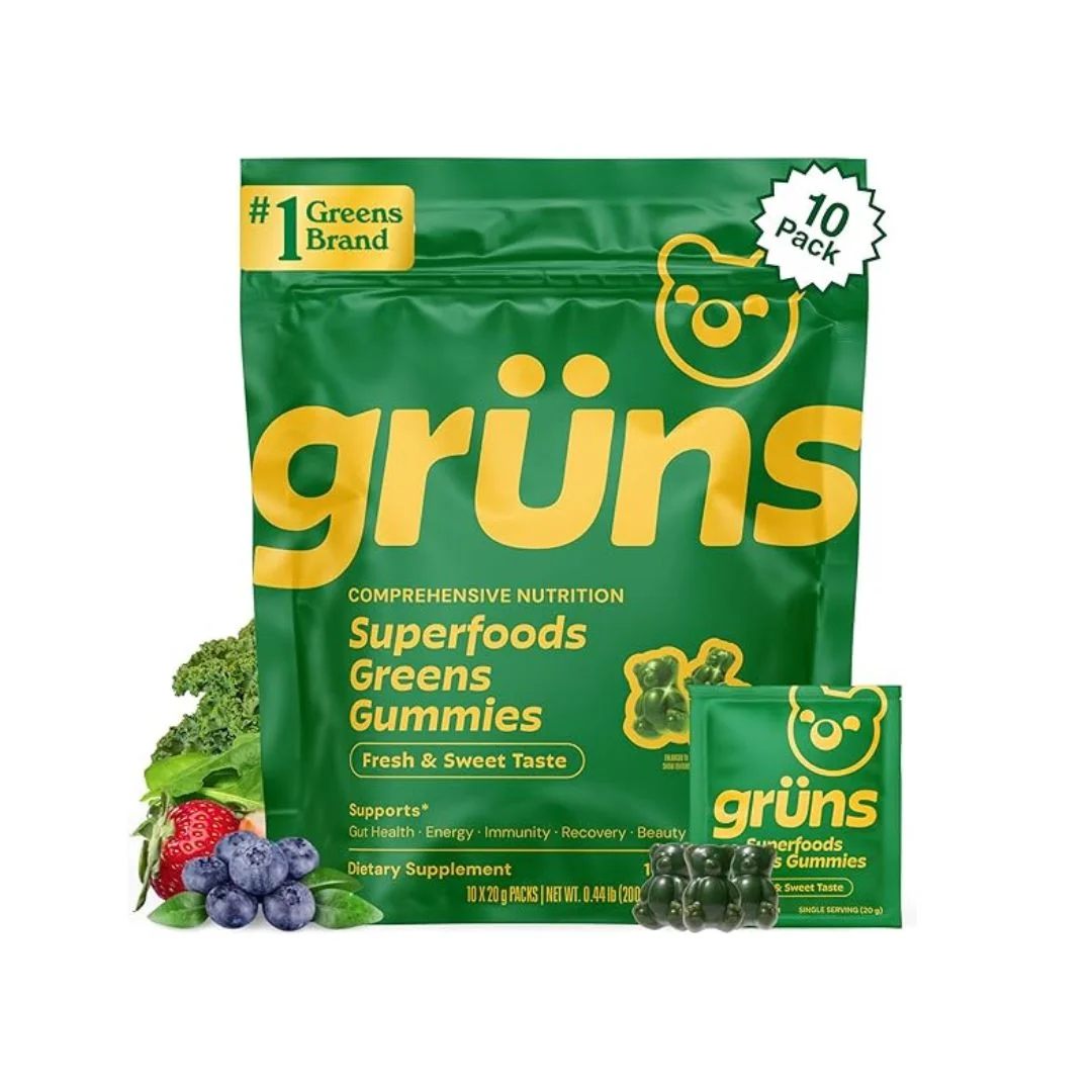 Gruns Adults Super Greens Gummies Multivitamin 10 Count Bears