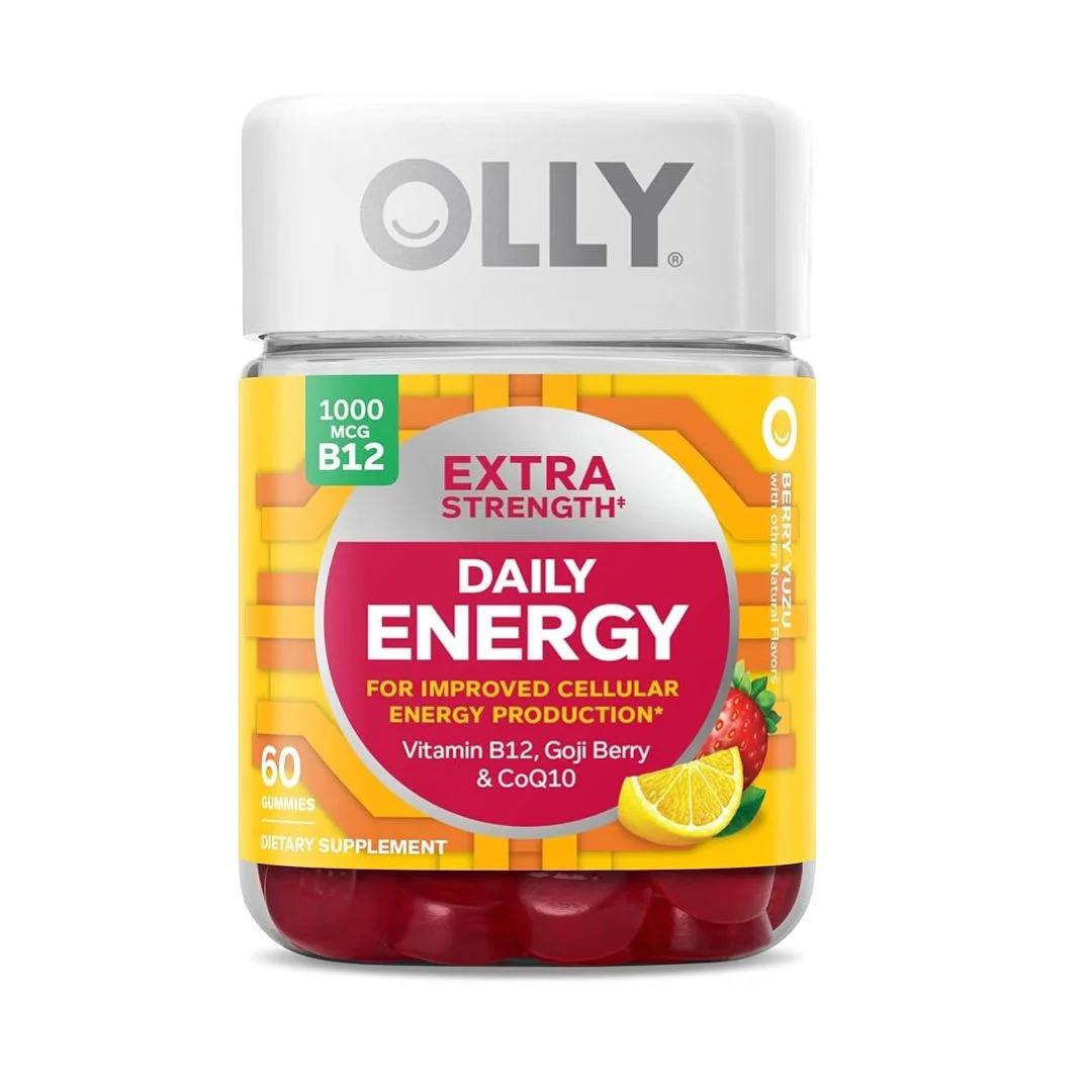 OLLY Extra Strength Daily Energy Gummies B12 CoQ10 60 Count