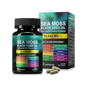 Sea Moss Black Seed Oil Ashwagandha Capsules 60 Count Support