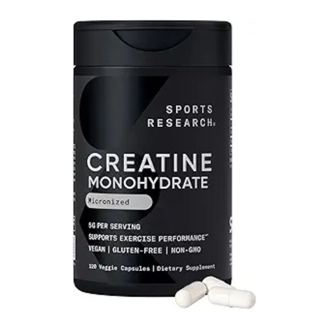 Sports Research Creatine Monohydrate Capsules 5g Vegan 30 Servings
