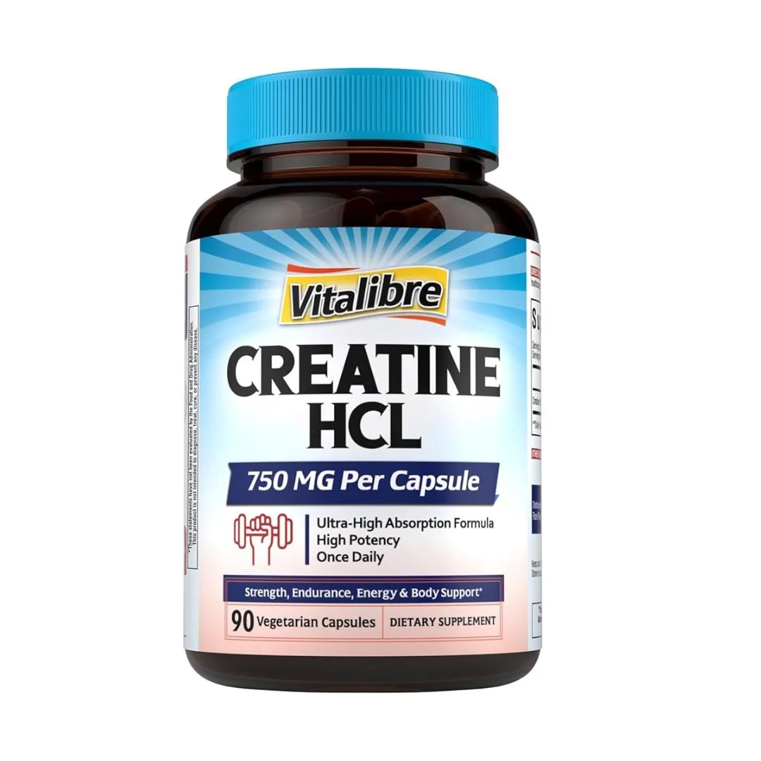 Vitalibre Creatine HCl Capsules 750mg – High Absorption 90 Caps