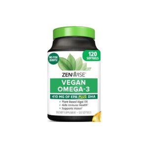 Zenwise Vegan Omega 3 DHA EPA DPA Algae Oil Burpless Softgels 120ct