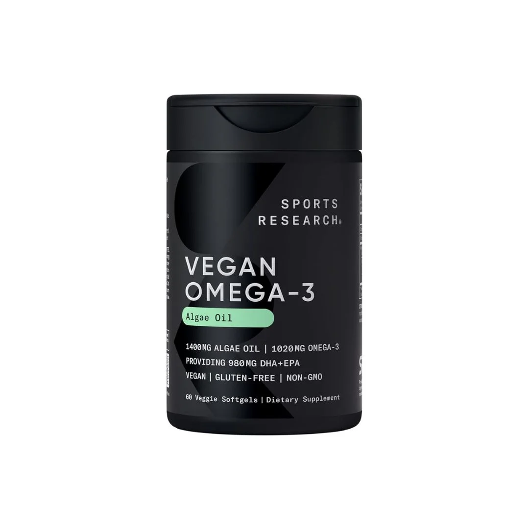 Sports Research Vegan Omega-3 Algae Oil EPA DHA, 60 Softgels