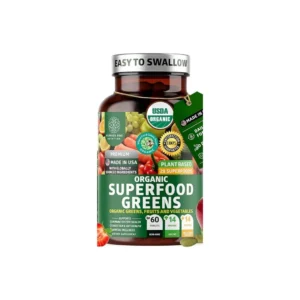 USDA Organic Super Greens Supplement with 28 Superfoods, 60 Tablets