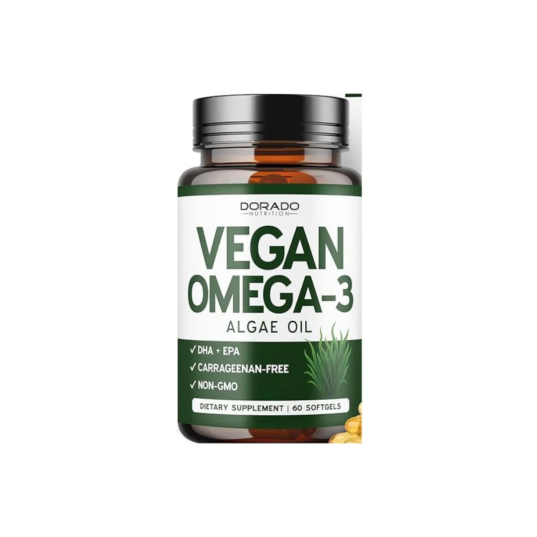 Vegan Omega 3 Algae Oil DHA EPA Supplement, 60 Softgels
