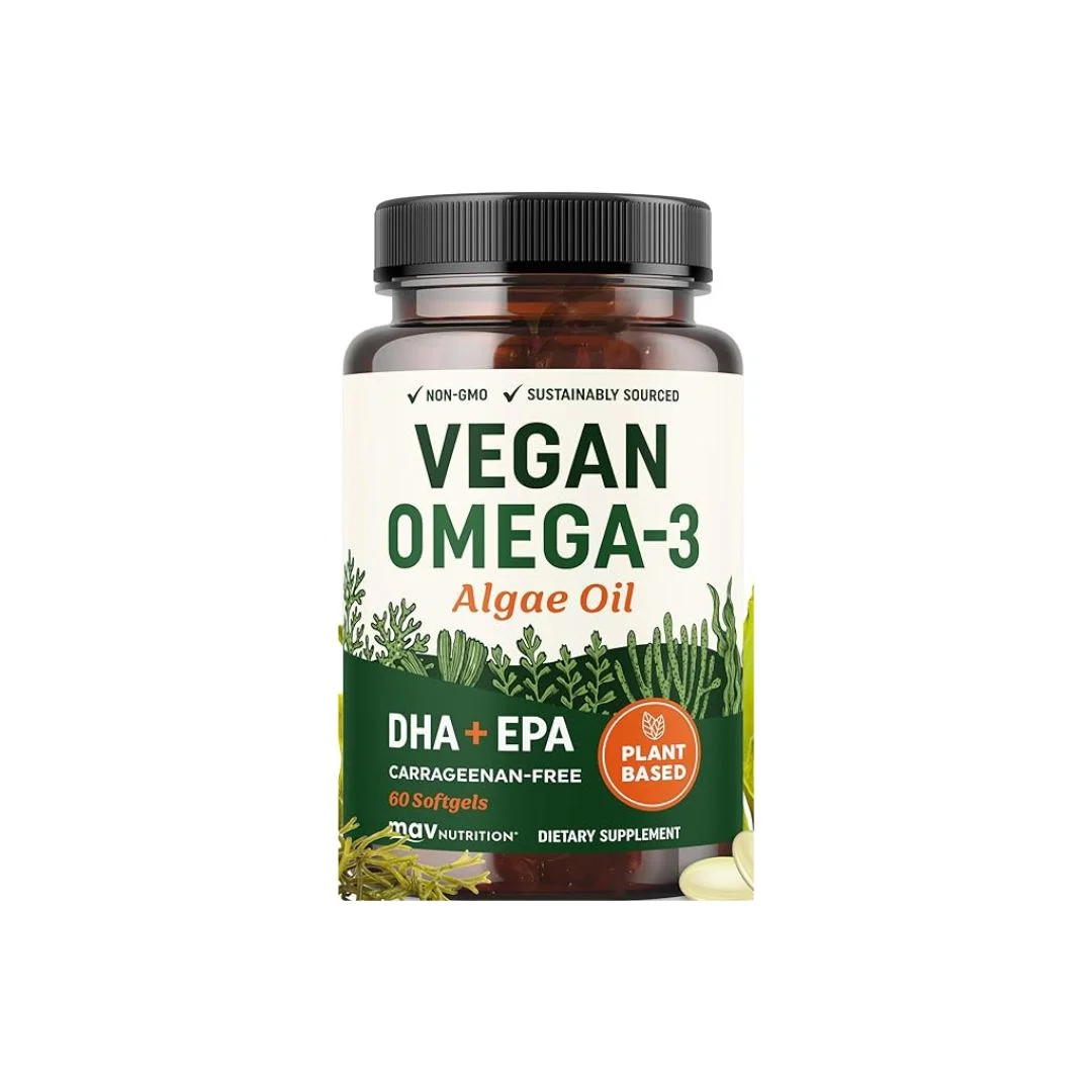 Vegan Omega 3 Algae Oil DHA EPA, Plant Based Softgels, 60 Count